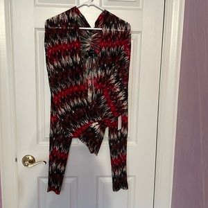 BNWT Karen Kane wild red lace blouse wrap sz L
